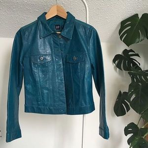 Vintage Gap teal leather jacket